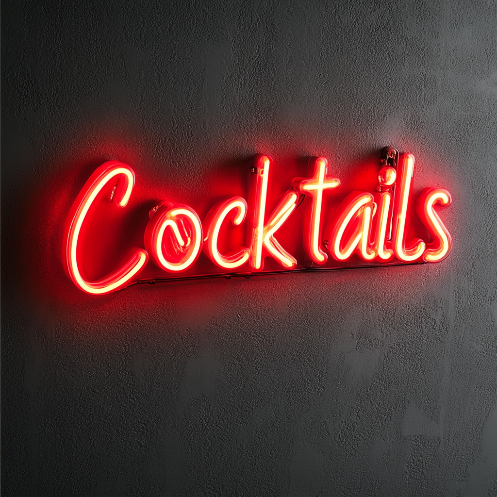 Cocktails - Red Neon Sign, 18 Inches