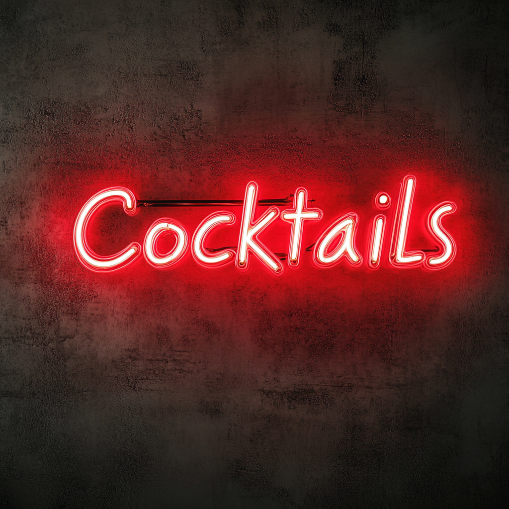 Cocktails - Red Neon Sign, 18 Inches