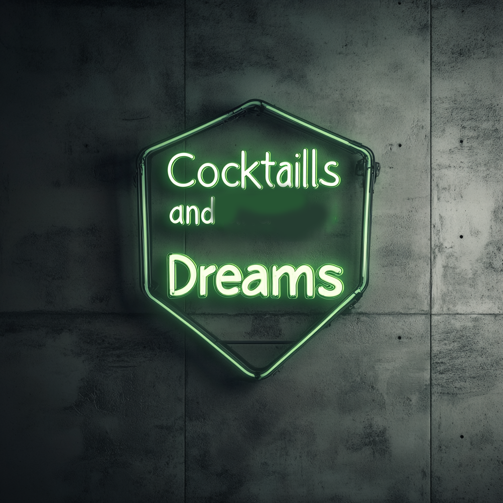 "Cocktails and Dreams" - Green Neon Sign, 24 Inches