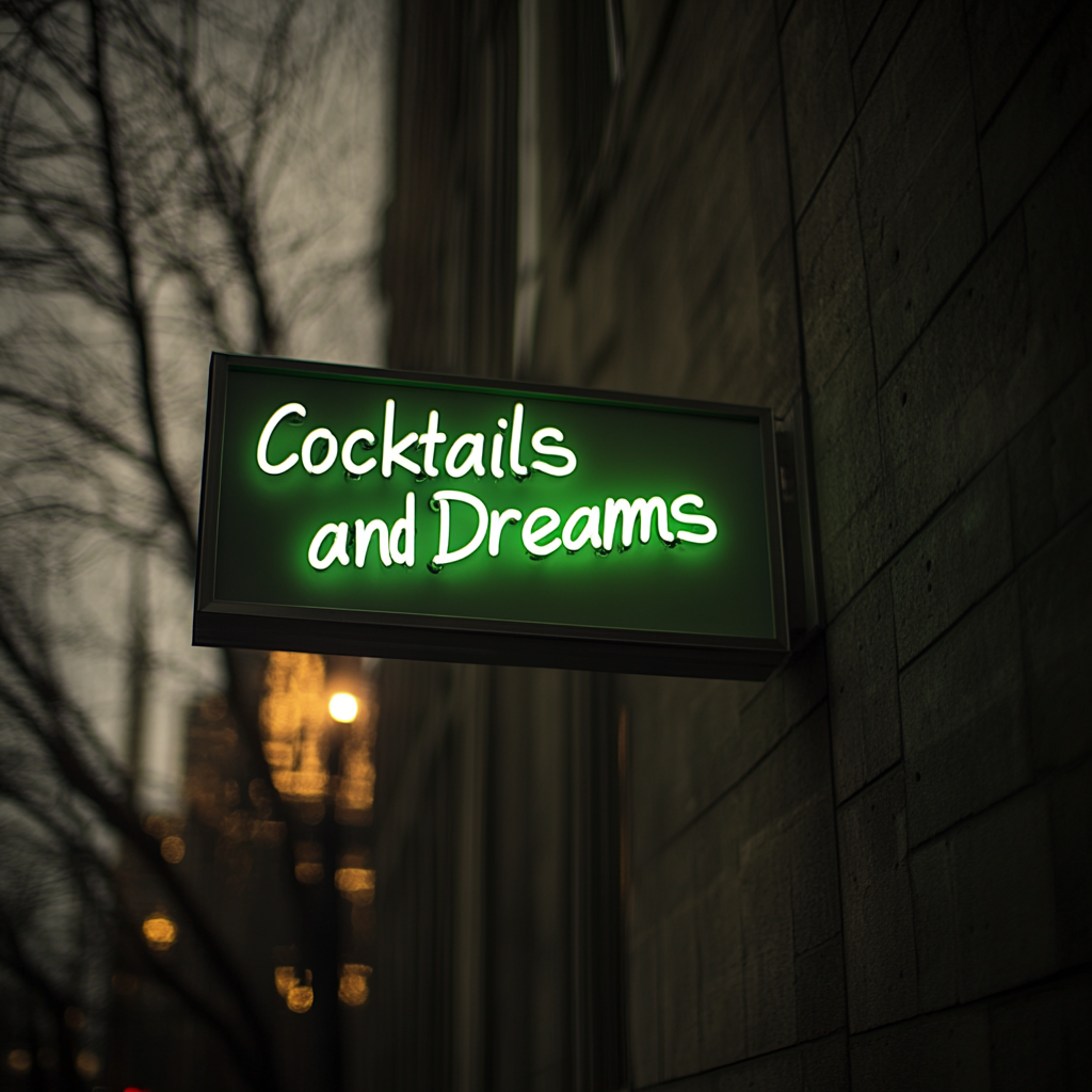"Cocktails and Dreams" - Green Neon Sign, 24 Inches