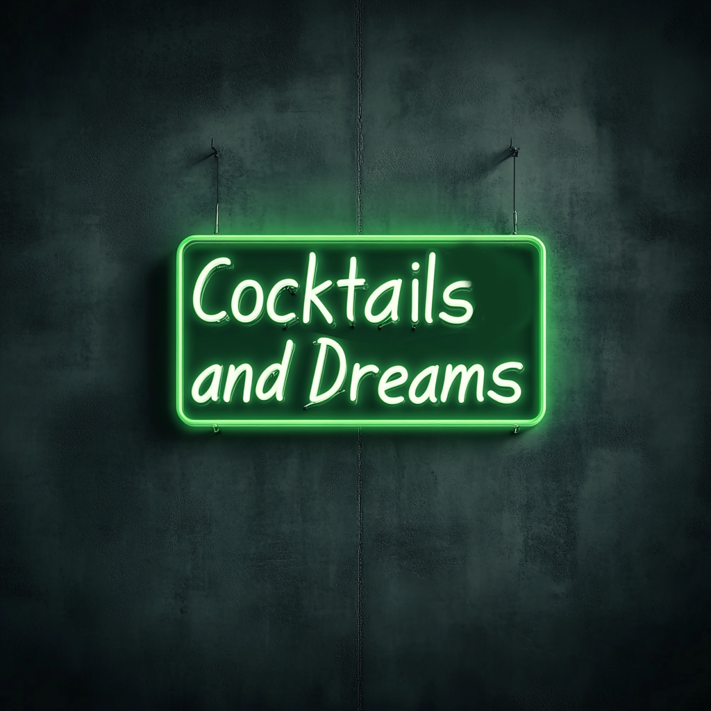 "Cocktails and Dreams" - Green Neon Sign, 24 Inches