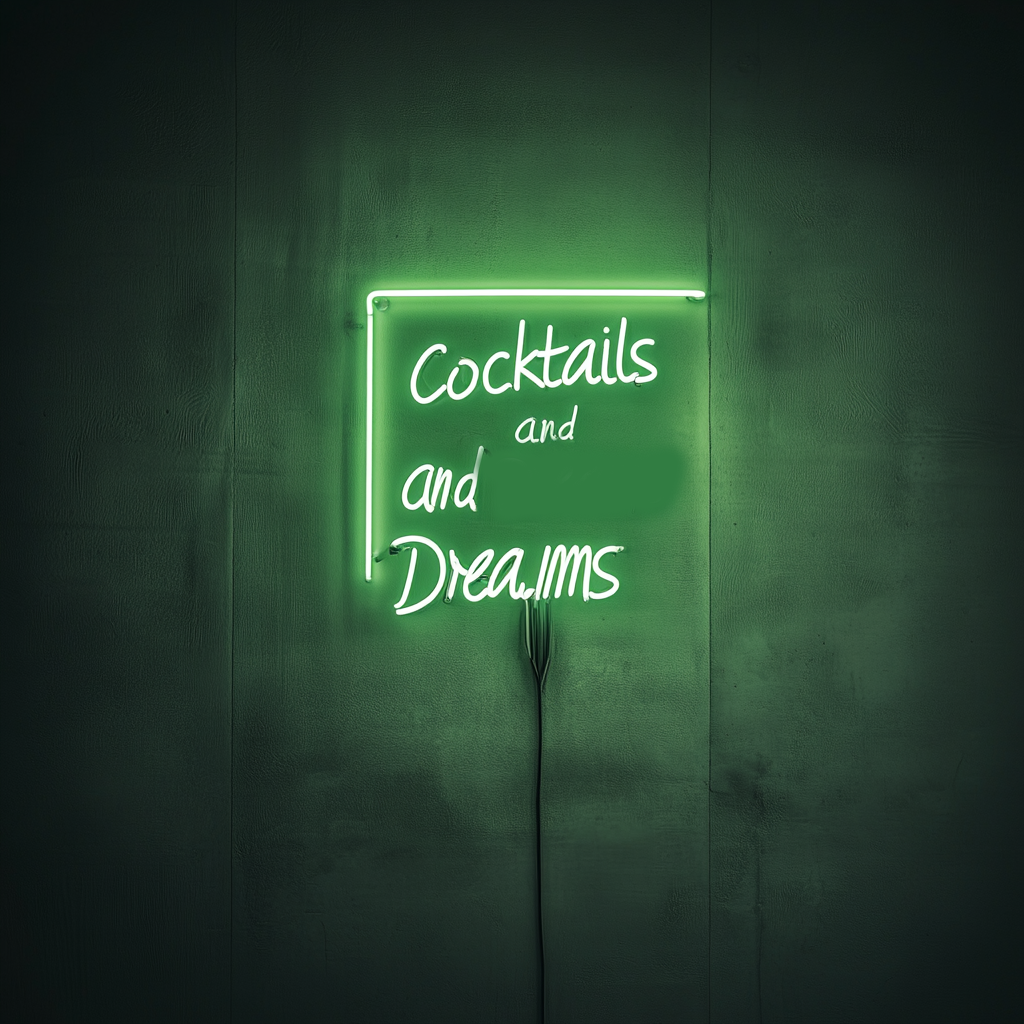"Cocktails and Dreams" - Green Neon Sign, 24 Inches