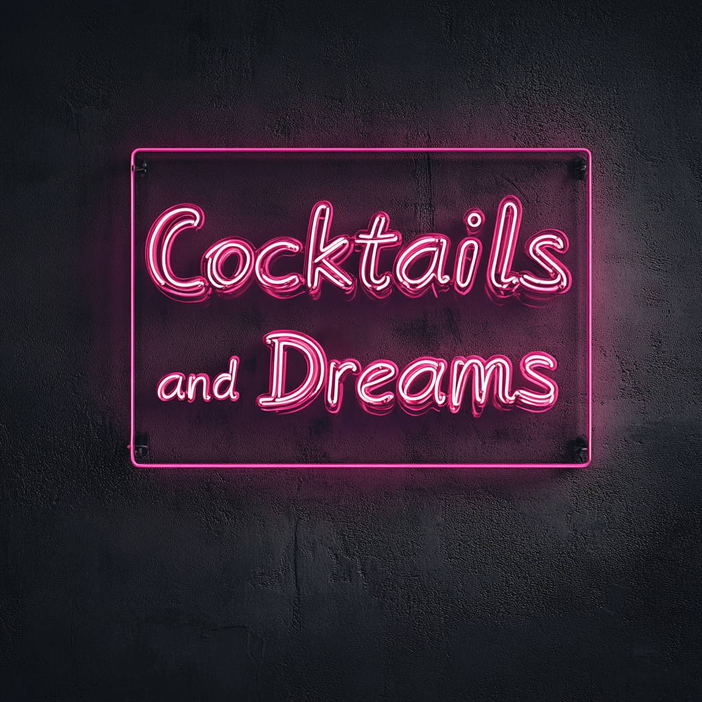 "Cocktails and Dreams" - Pink Neon Sign, 24 Inches