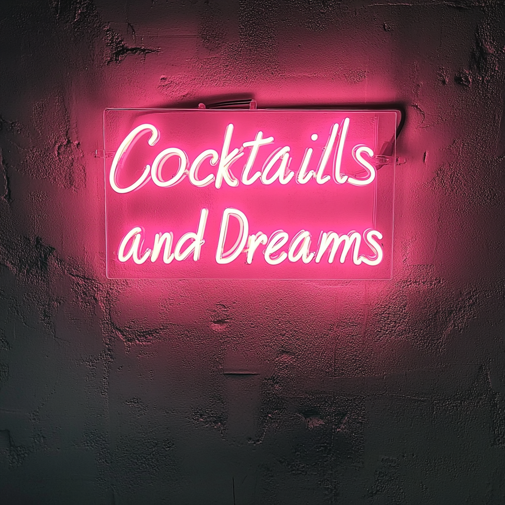 "Cocktails and Dreams" - Pink Neon Sign, 24 Inches