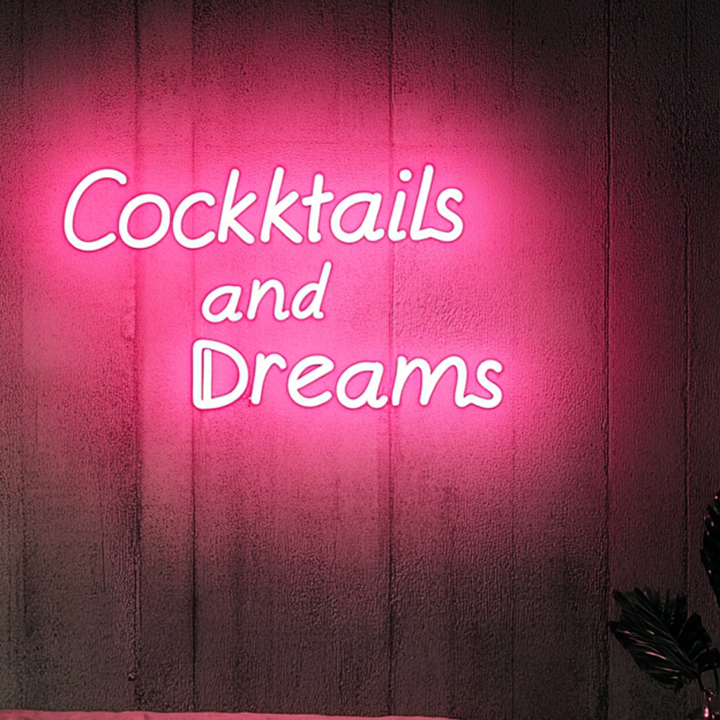 "Cocktails and Dreams" - Pink Neon Sign, 24 Inches