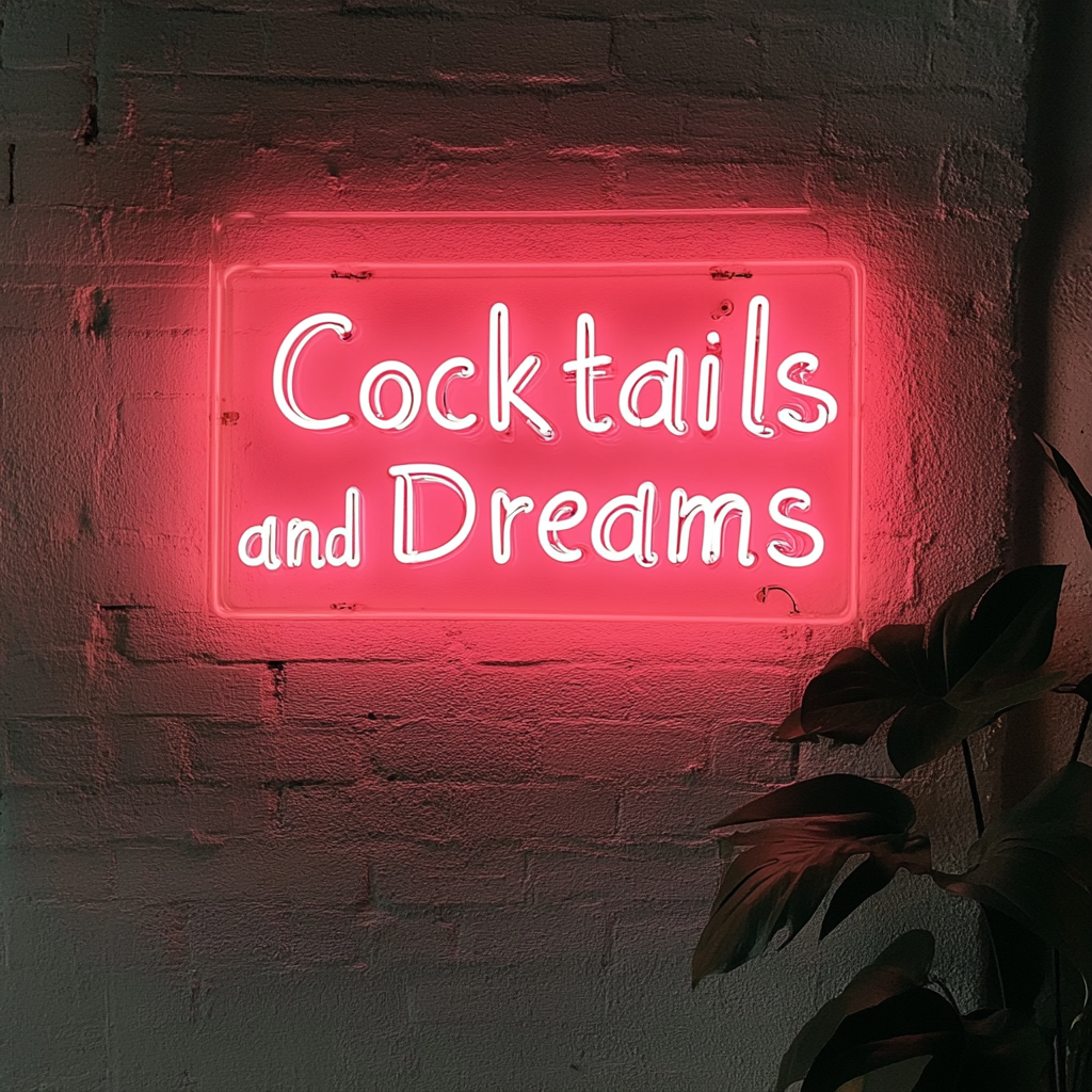 "Cocktails and Dreams" - Pink Neon Sign, 24 Inches