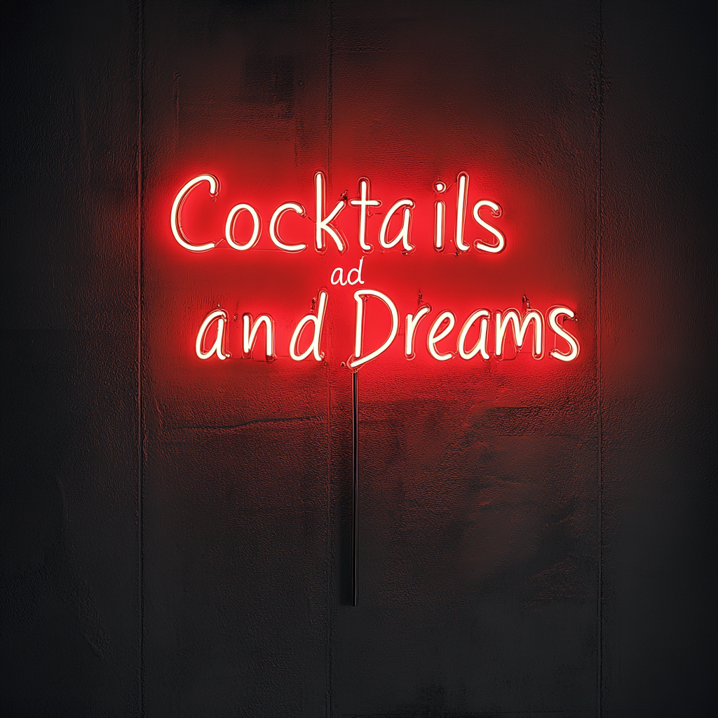 "Cocktails and Dreams" - Red Neon Sign, 24 Inches
