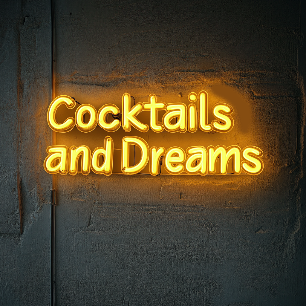 "Cocktails and Dreams" - Yellow Neon Sign, 24 Inches