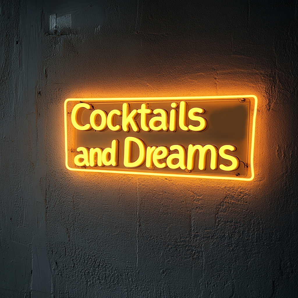 "Cocktails and Dreams" - Yellow Neon Sign, 24 Inches