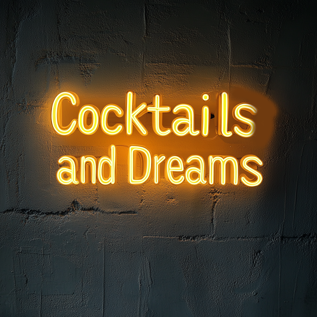 "Cocktails and Dreams" - Yellow Neon Sign, 24 Inches