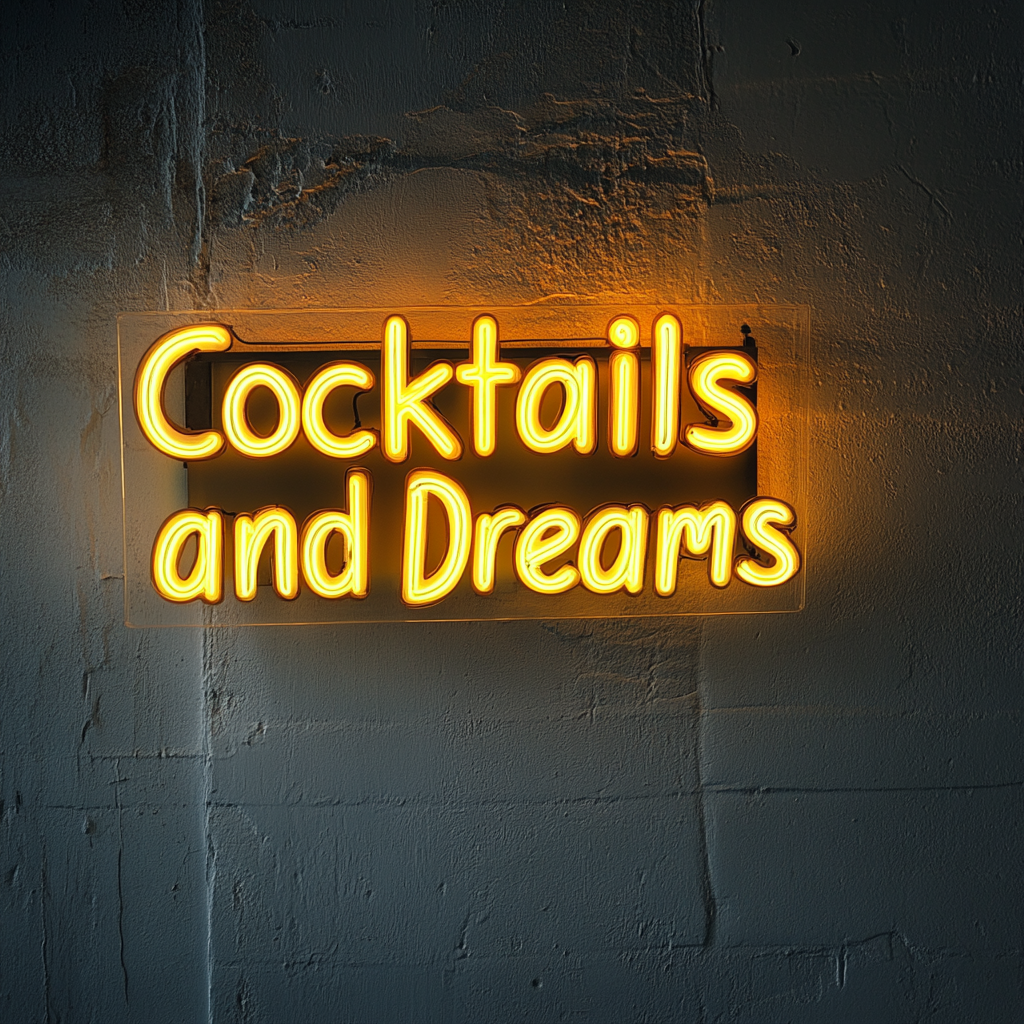 "Cocktails and Dreams" - Yellow Neon Sign, 24 Inches
