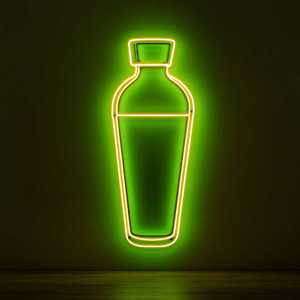Cocktail Shaker - Green Neon Sign, 18 Inches