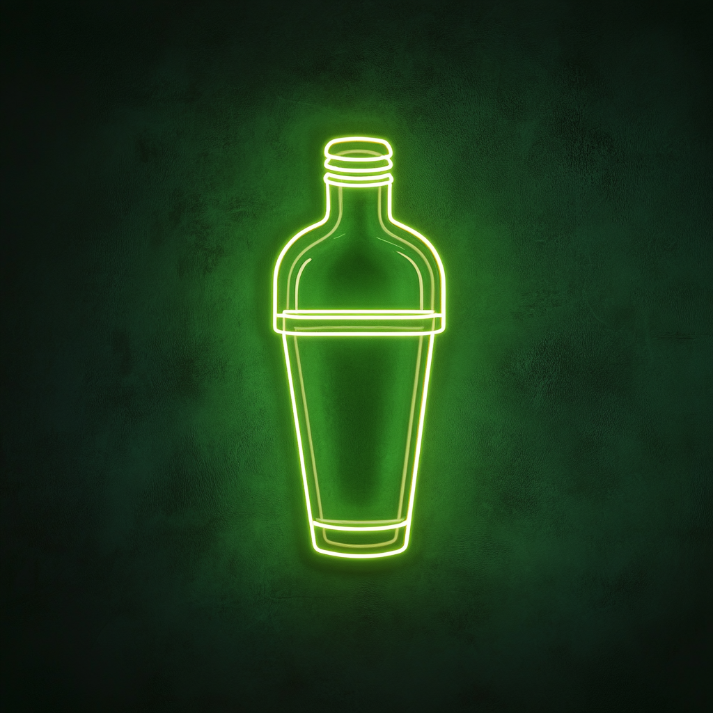Cocktail Shaker - Green Neon Sign, 18 Inches