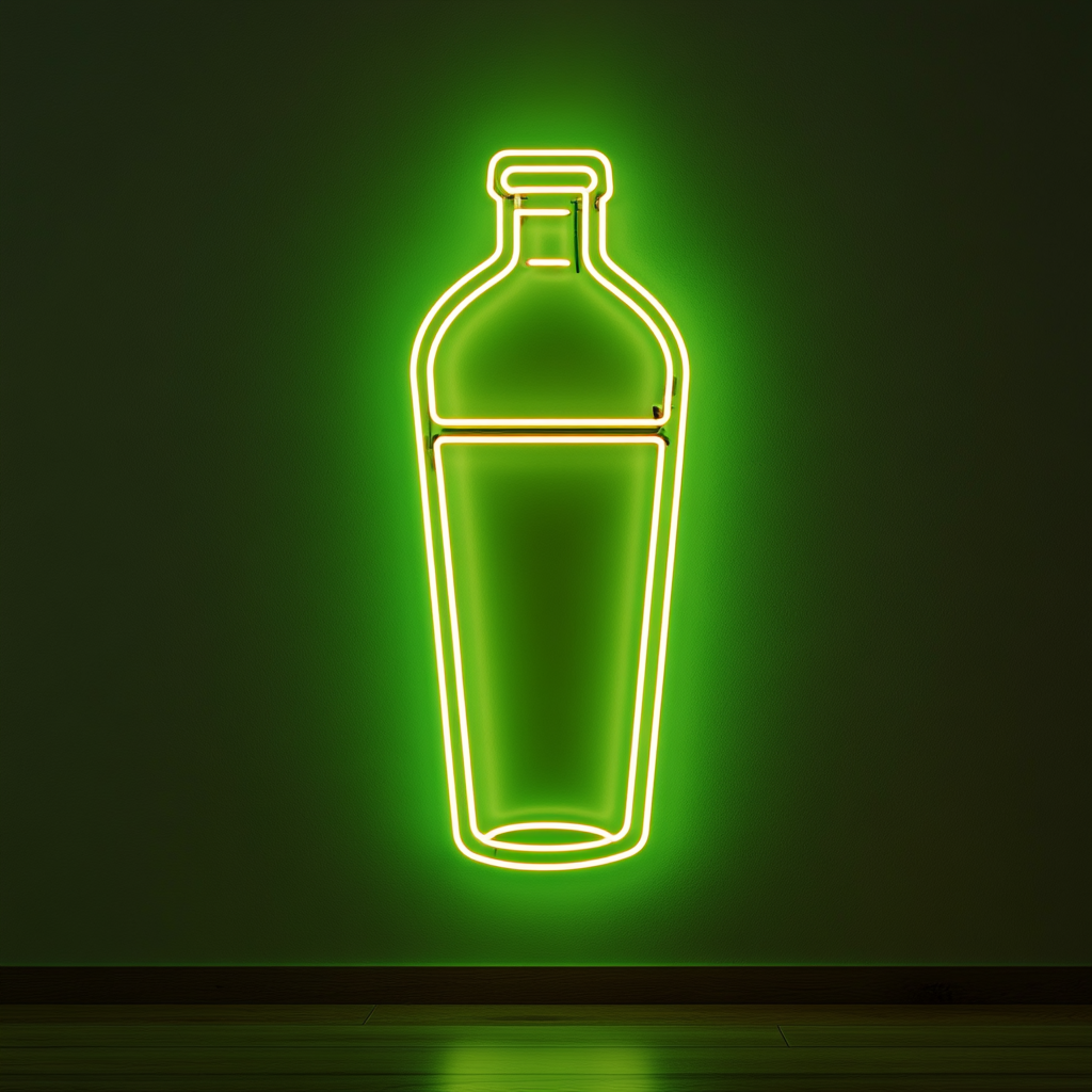 Cocktail Shaker - Green Neon Sign, 18 Inches