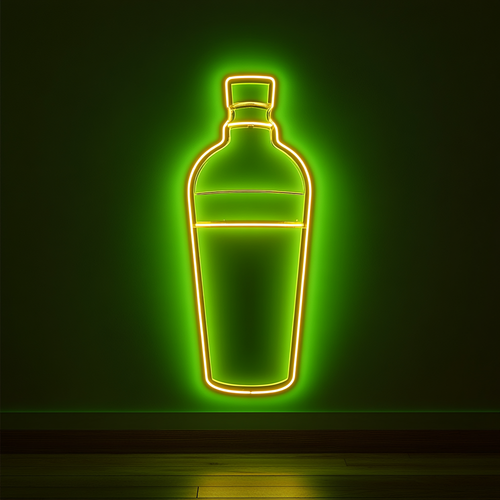 Cocktail Shaker - Green Neon Sign, 18 Inches