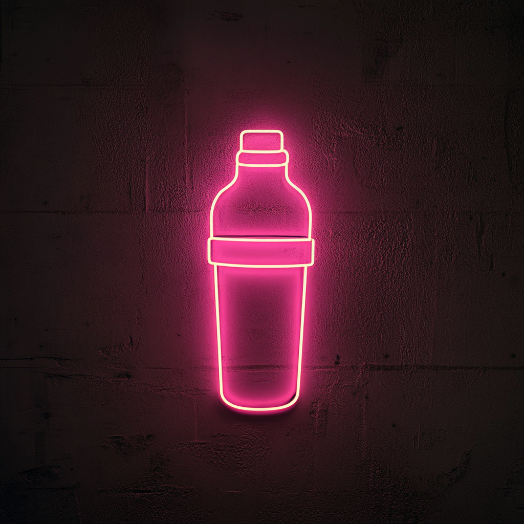 Cocktail Shaker - Pink Neon Sign, 18 Inches