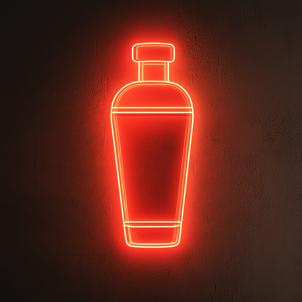 Cocktail Shaker - Red Neon Sign, 18 Inches
