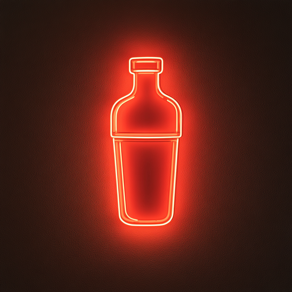 Cocktail Shaker - Red Neon Sign, 18 Inches