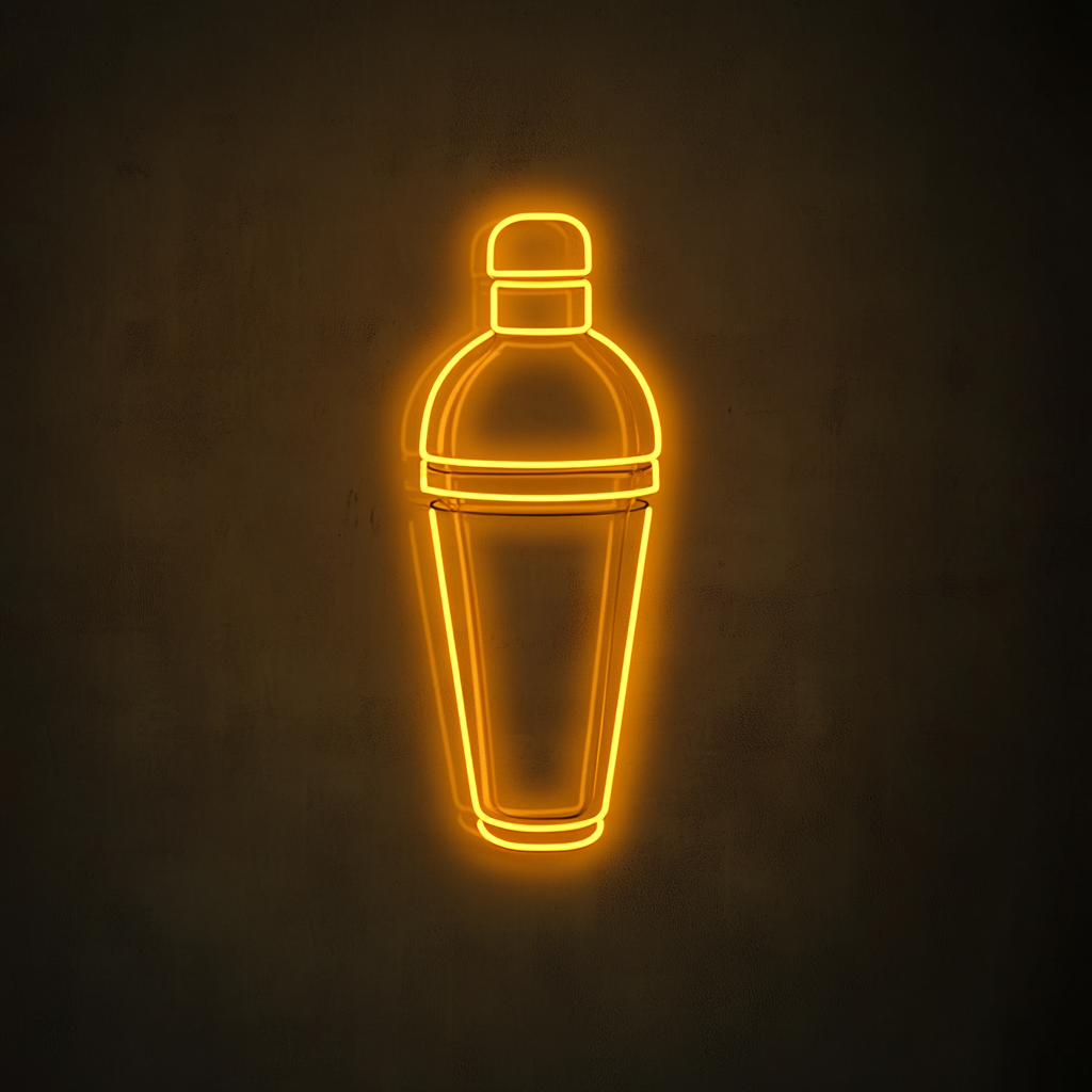 Cocktail Shaker - Yellow Neon Sign, 24 Inches