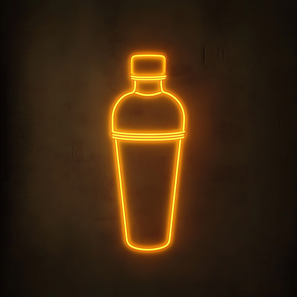 Cocktail Shaker - Yellow Neon Sign, 18 Inches