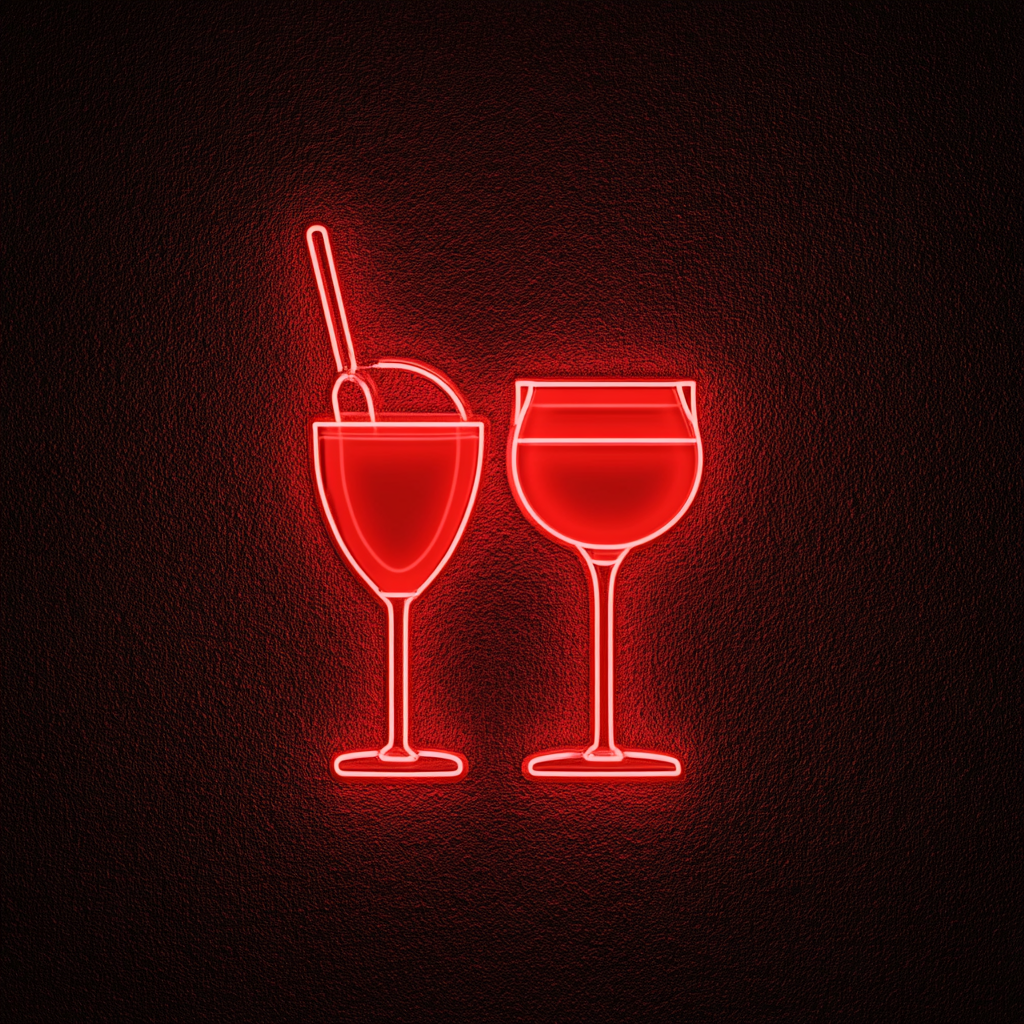 Cocktail Shaker and Glass - Red Neon Sign, 24 Inches