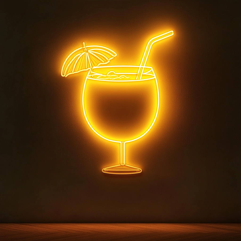 Coconut Drink - Yellow Neon Sign, 24 Inches