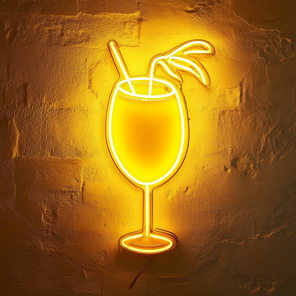 Coconut Drink - Yellow Neon Sign, 18 Inches
