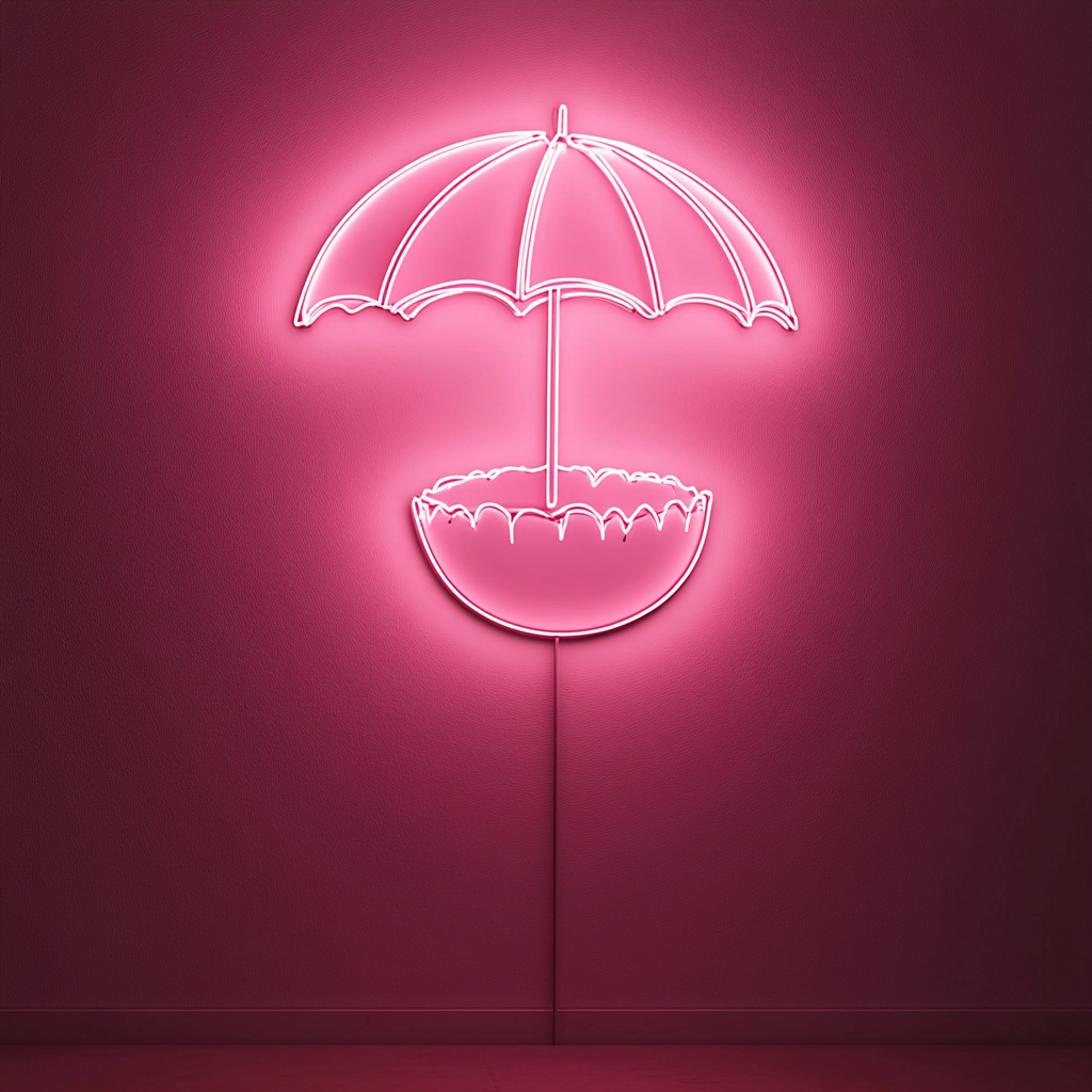 Coconut with Umbrella - Pink Neon Sign, 18 Inches