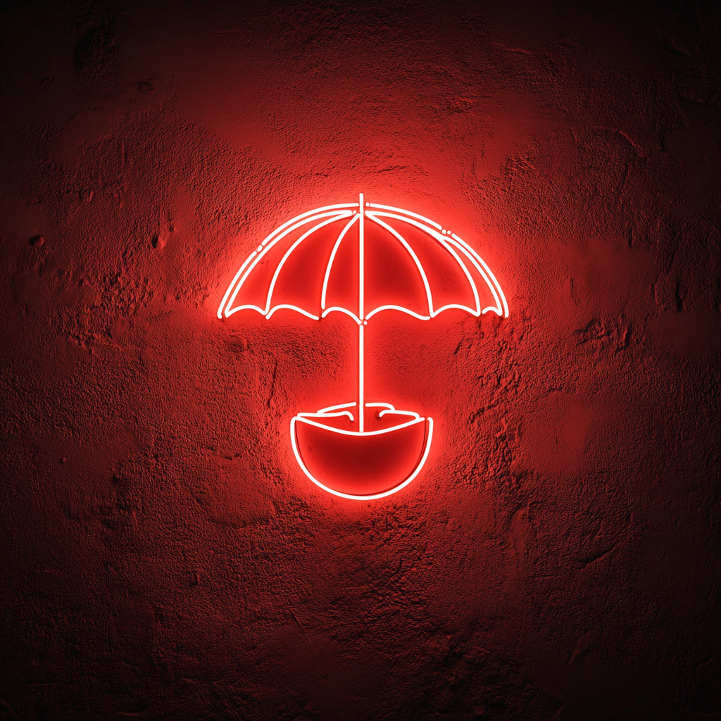 Coconut with Umbrella - Red Neon Sign, 18 Inches