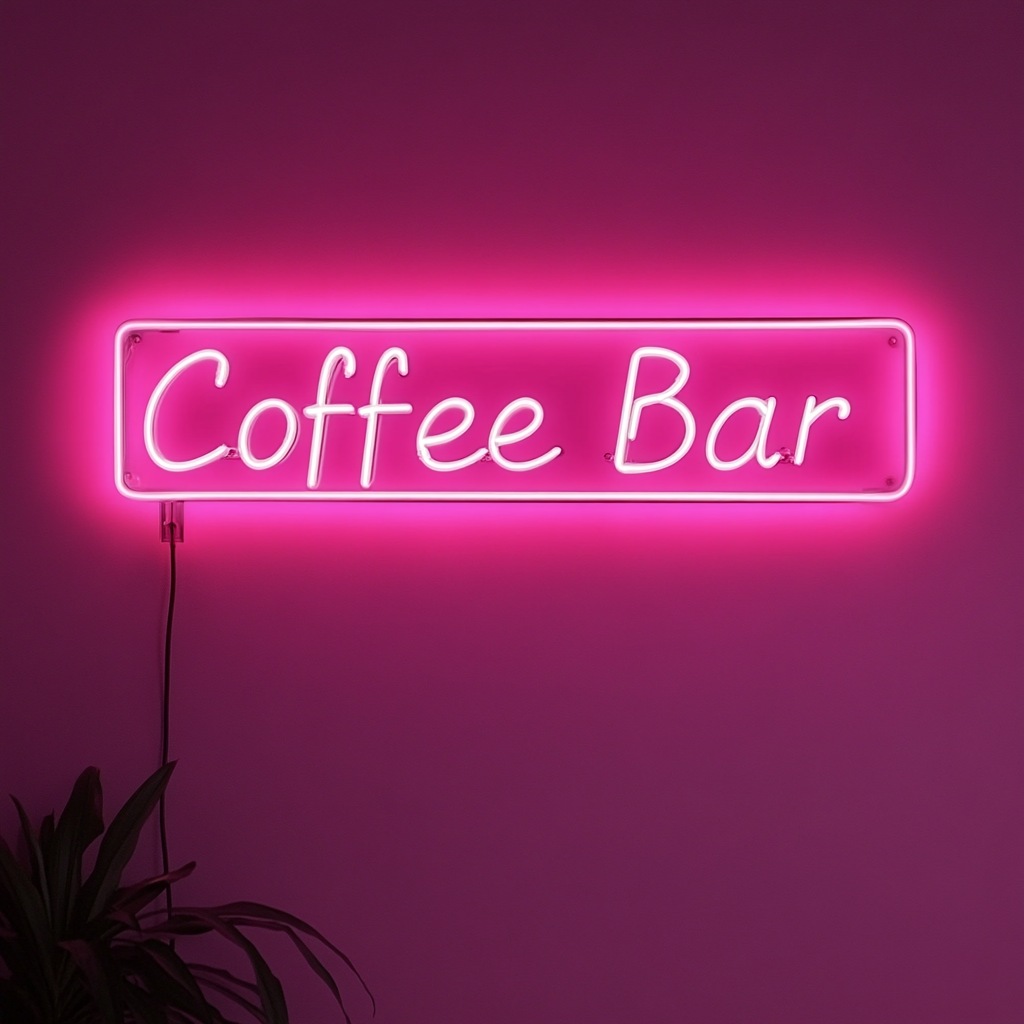 "Coffee Bar" - Pink Neon Sign, 24 Inches