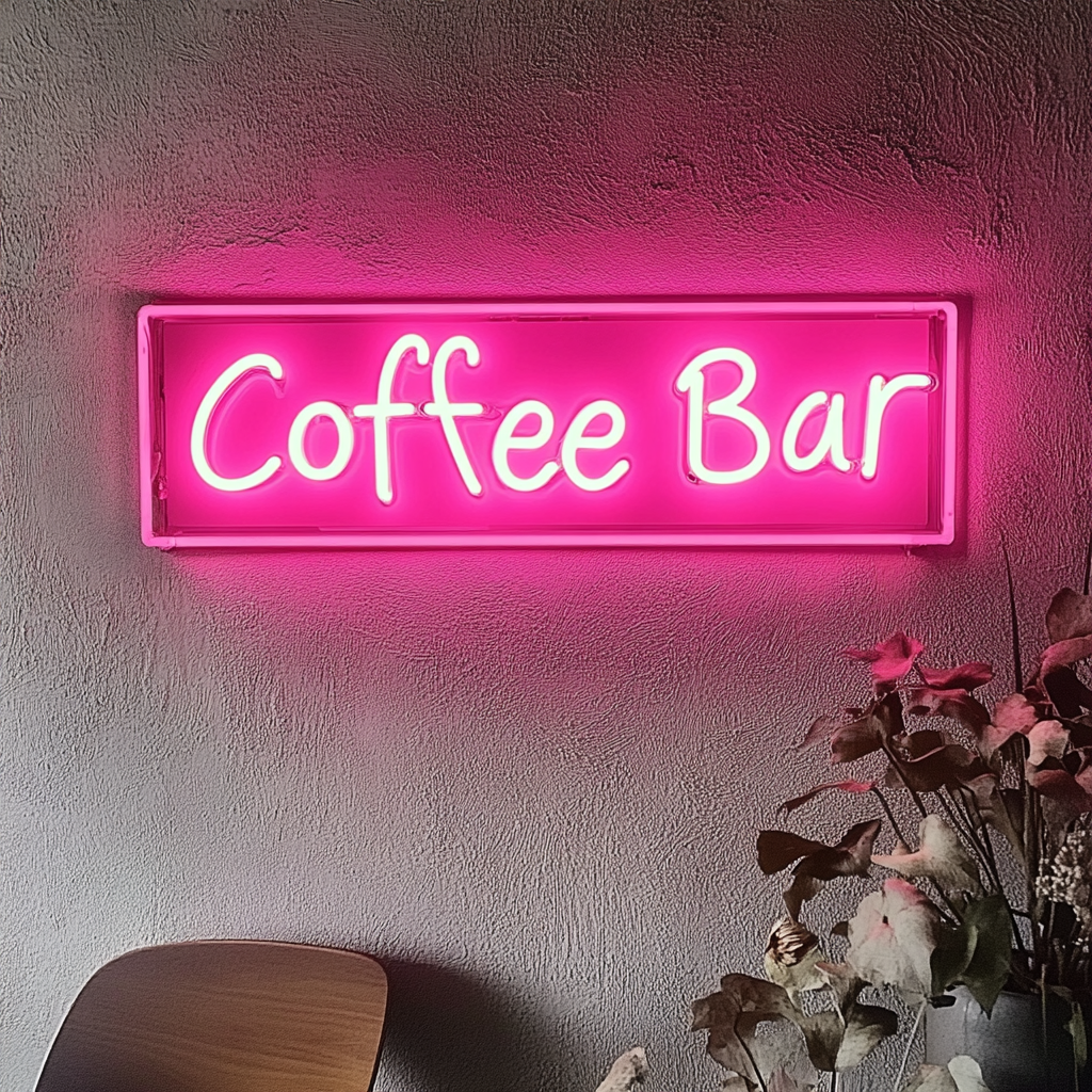 "Coffee Bar" - Pink Neon Sign, 24 Inches