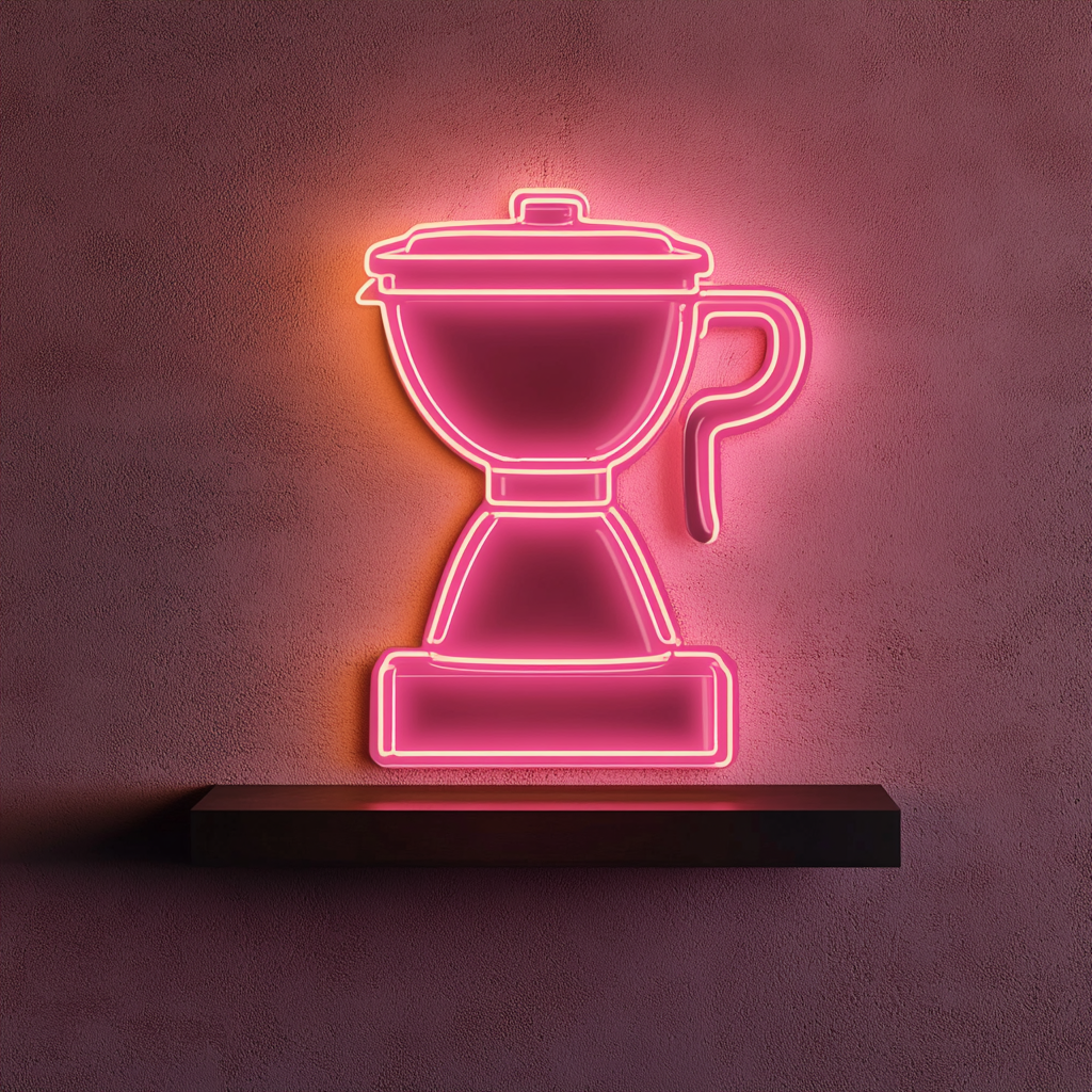 Coffee Bean Grinder - Pink Neon Sign, 18 Inches