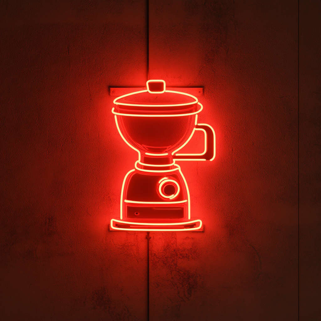 Coffee Bean Grinder - Red Neon Sign, 18 Inches