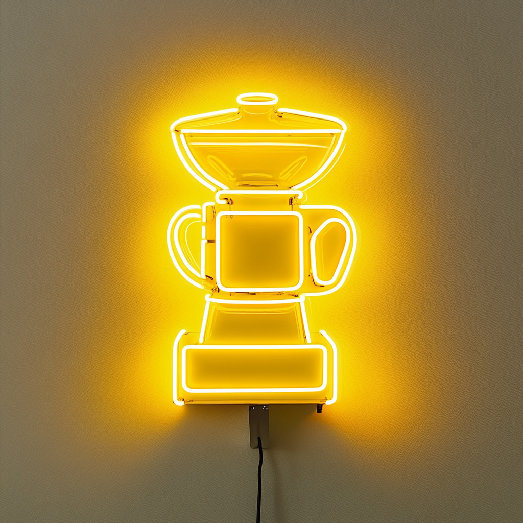 Coffee Bean Grinder - Yellow Neon Sign, 24 Inches