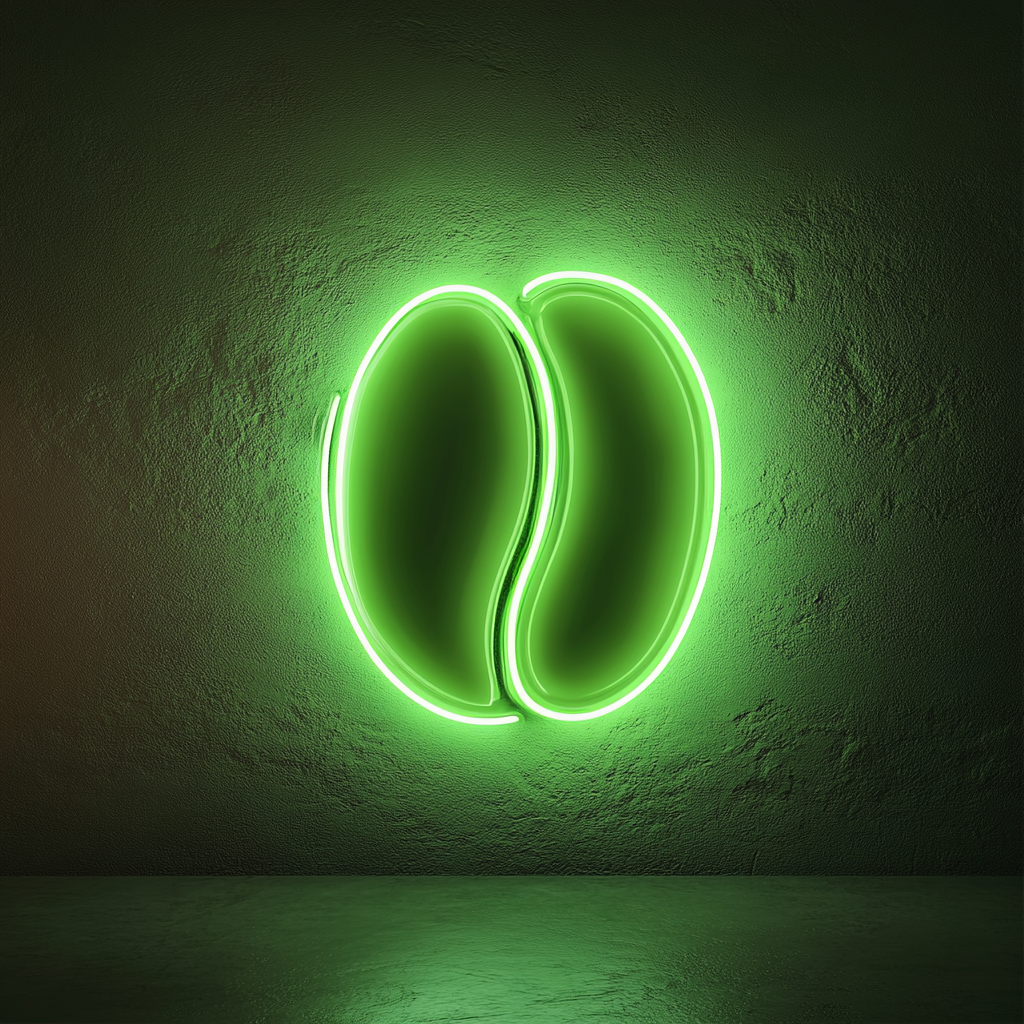 Coffee Beans - Green Neon Sign, 18 Inches