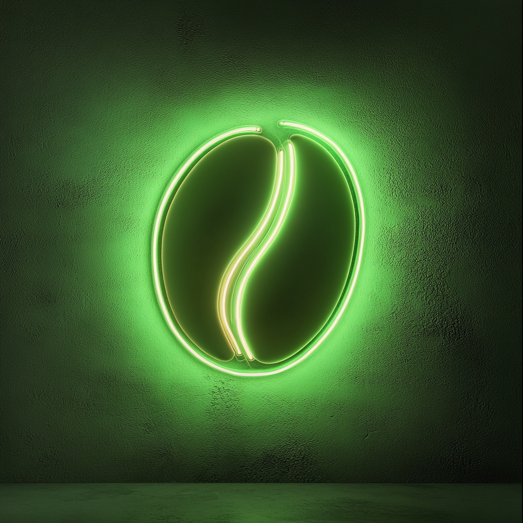 Coffee Beans - Green Neon Sign, 18 Inches