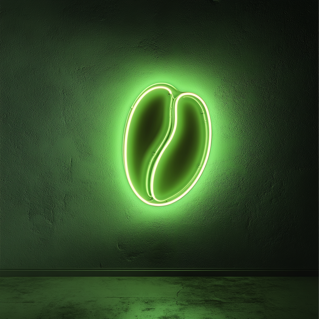 Coffee Beans - Green Neon Sign, 18 Inches