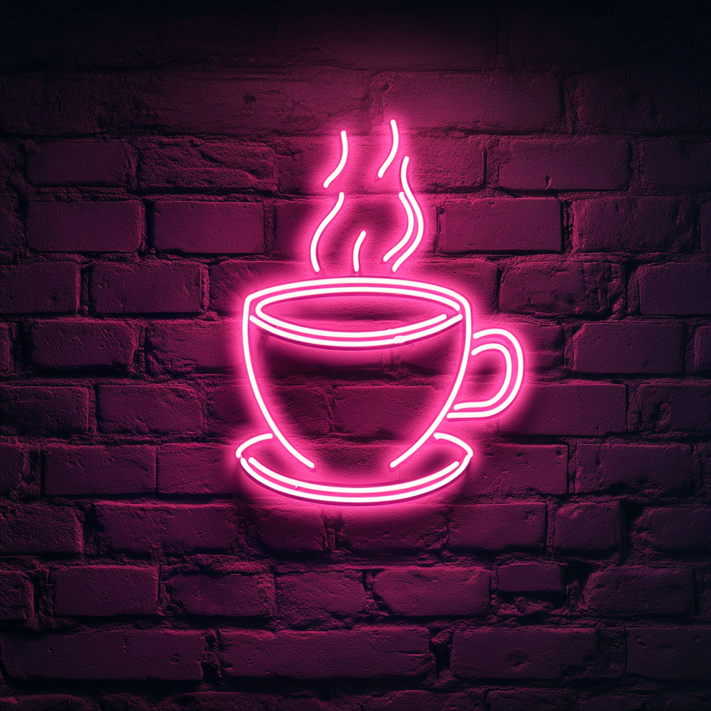 Coffee Cup - Pink Neon Sign, 18 Inches