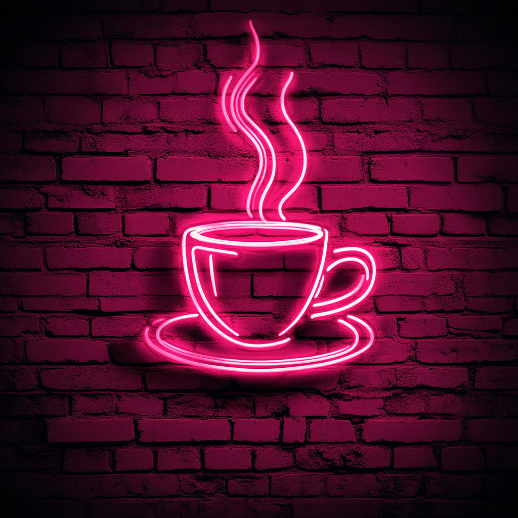 Coffee Cup - Pink Neon Sign, 24 Inches