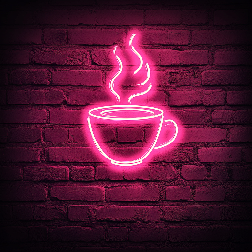 Coffee Cup - Pink Neon Sign, 18 Inches