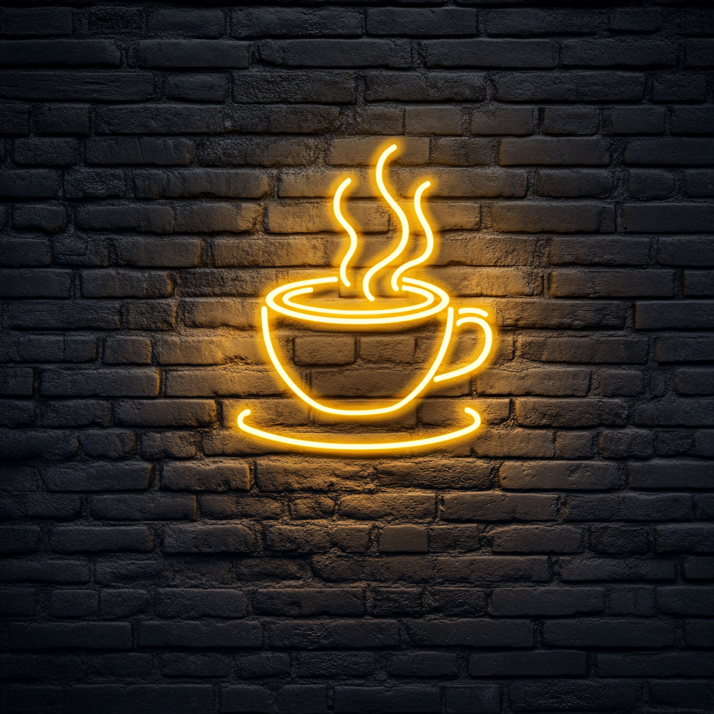 Coffee Cup - Yellow Neon Sign, 18 Inches