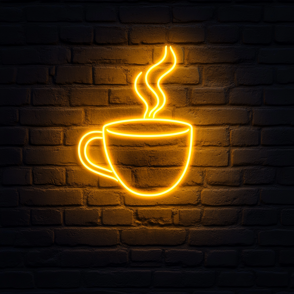 Coffee Cup - Yellow Neon Sign, 18 Inches