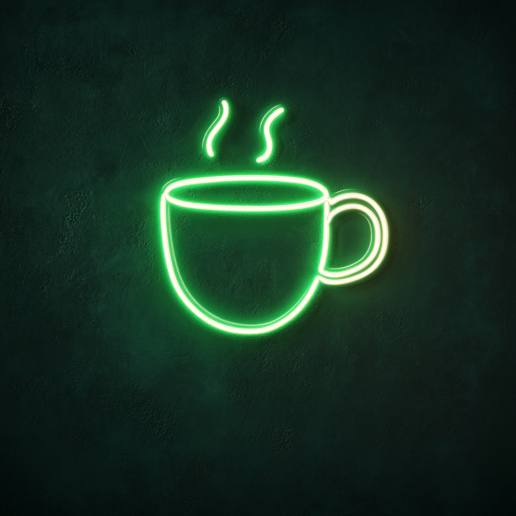 Coffee Mug - Green Neon Sign, 18 Inches