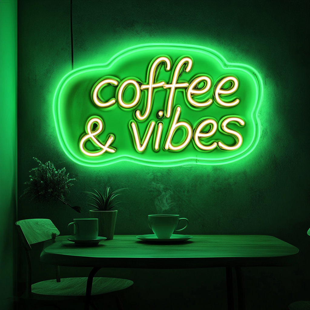 Coffee Vibes - Green Neon Sign, 24 Inches