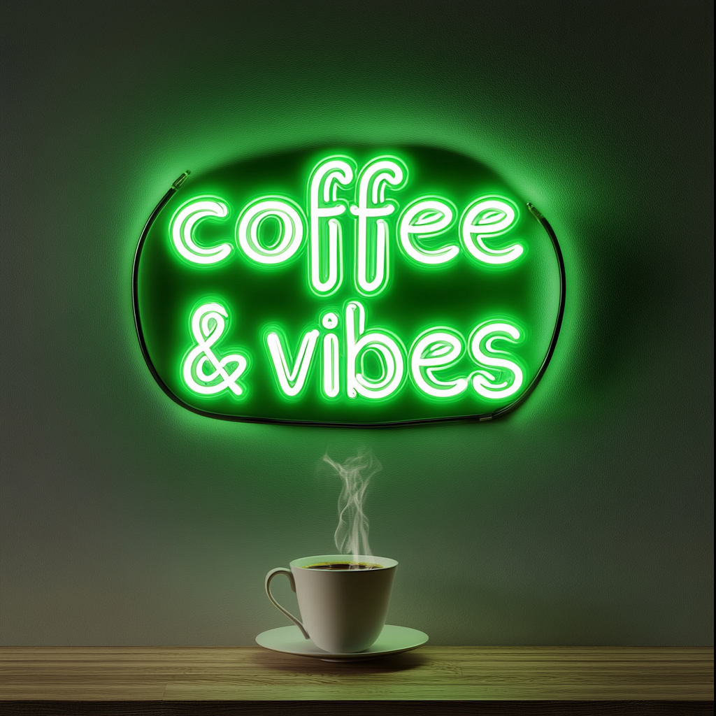Coffee Vibes - Green Neon Sign, 18 Inches