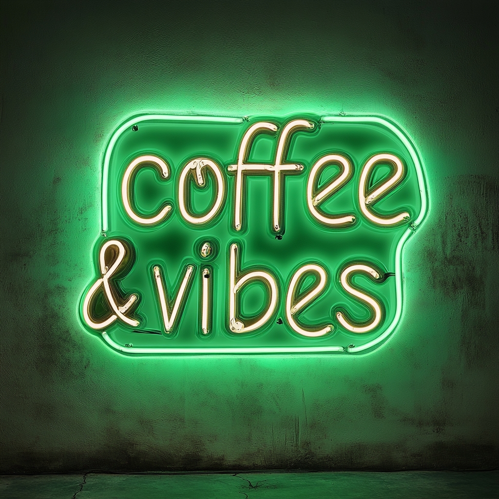 Coffee Vibes - Green Neon Sign, 18 Inches