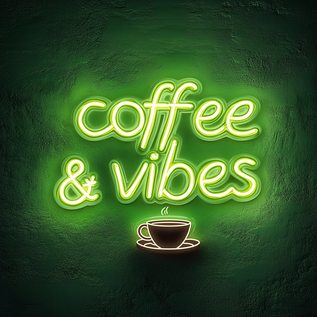 Coffee Vibes - Green Neon Sign, 24 Inches