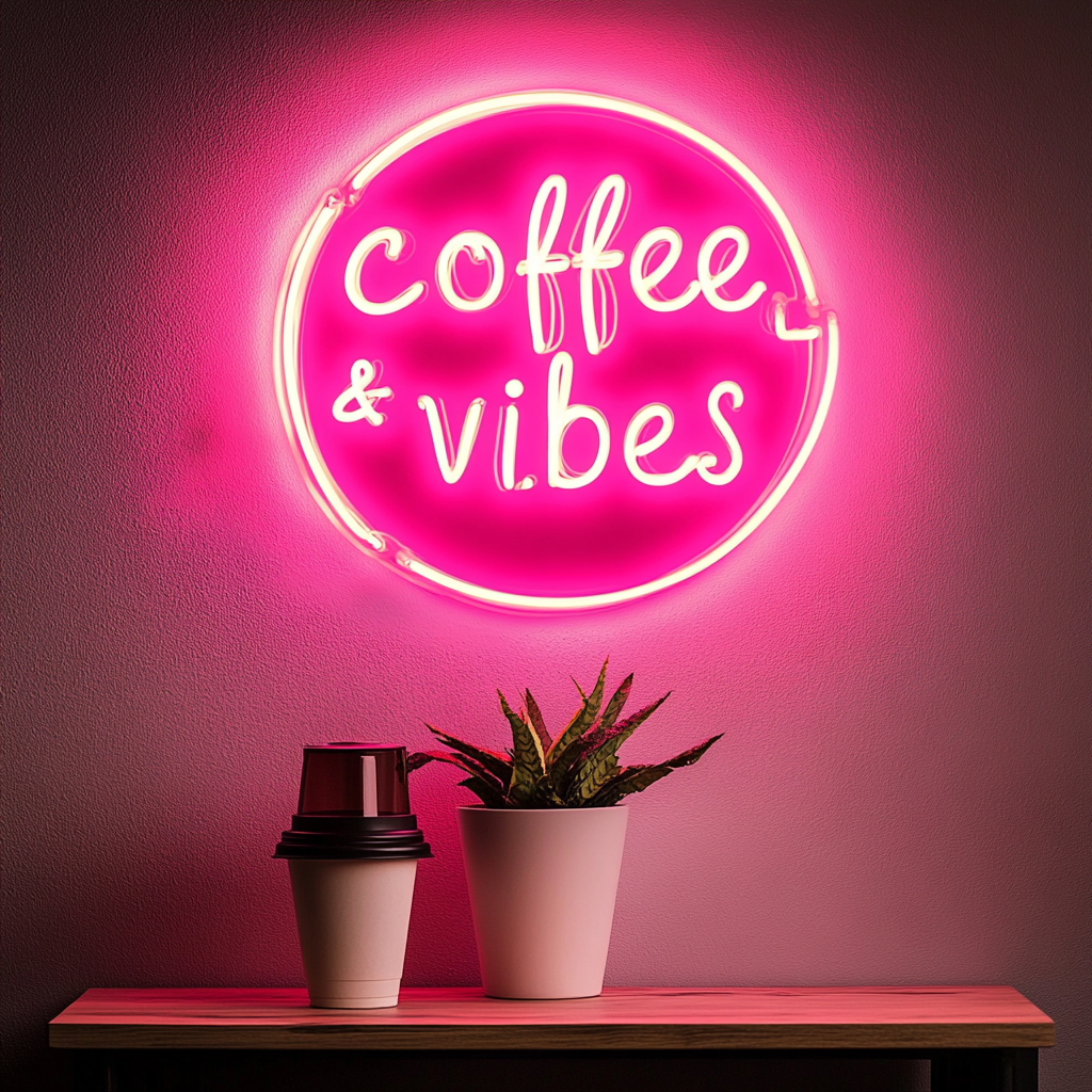 Coffee Vibes - Pink Neon Sign, 24 Inches