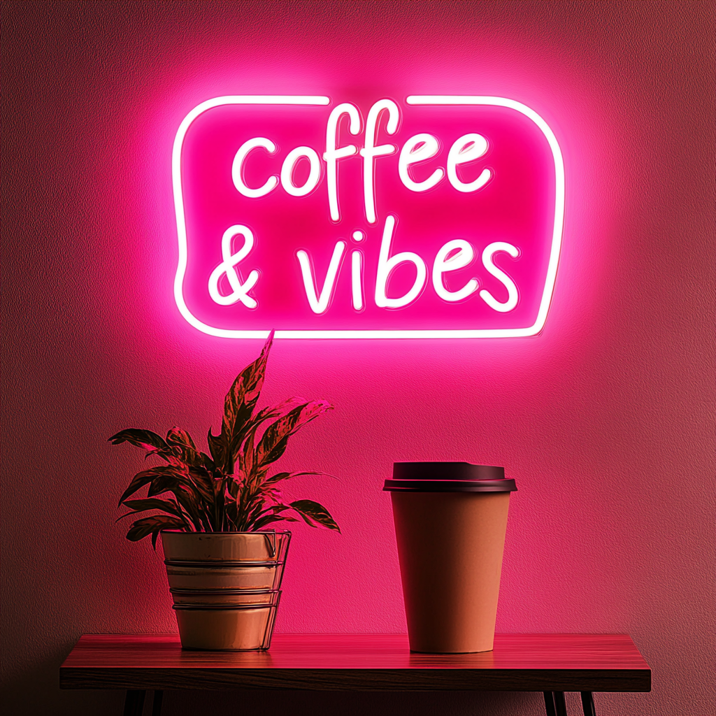 Coffee Vibes - Pink Neon Sign, 24 Inches