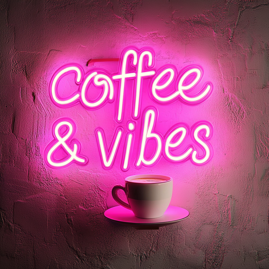 Coffee Vibes - Pink Neon Sign, 24 Inches